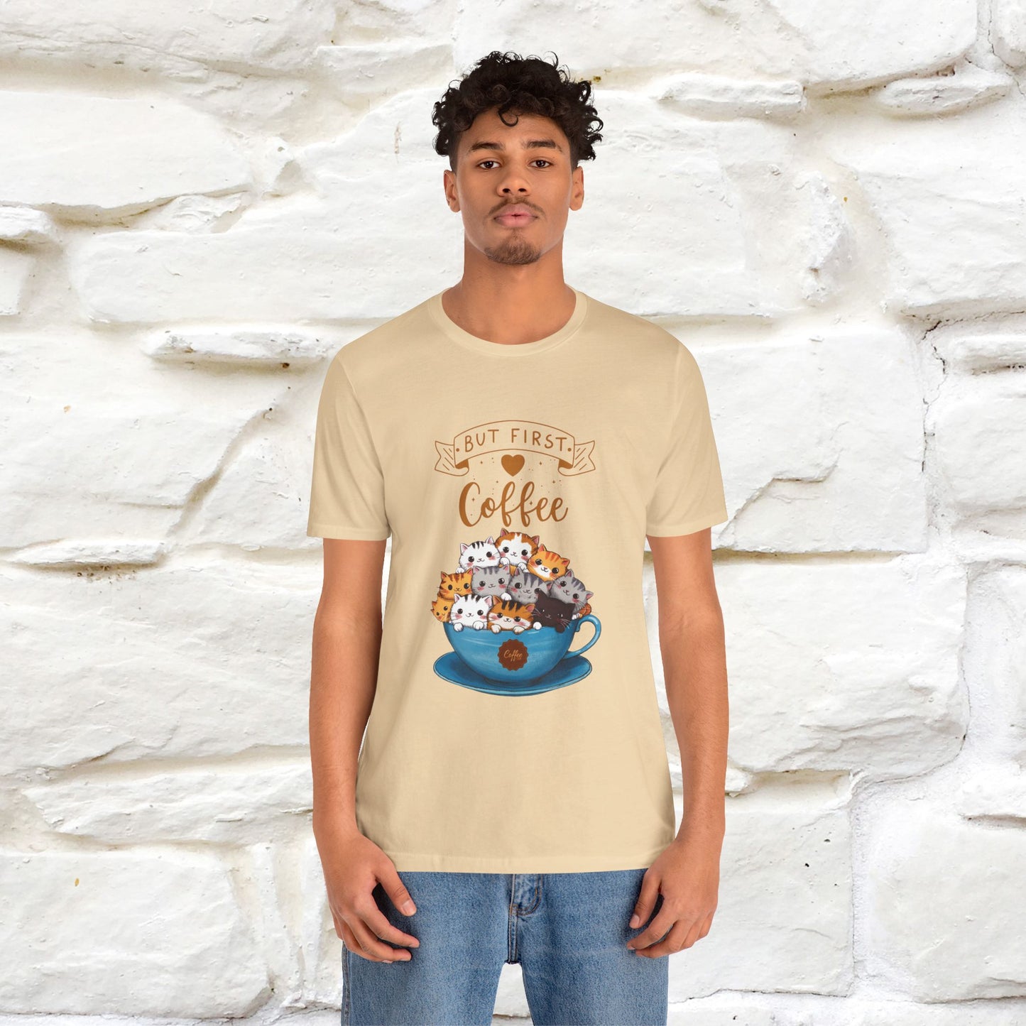 "But First, Coffee Time" Cat T-Shirt for Men & Women | 100% Cotton*