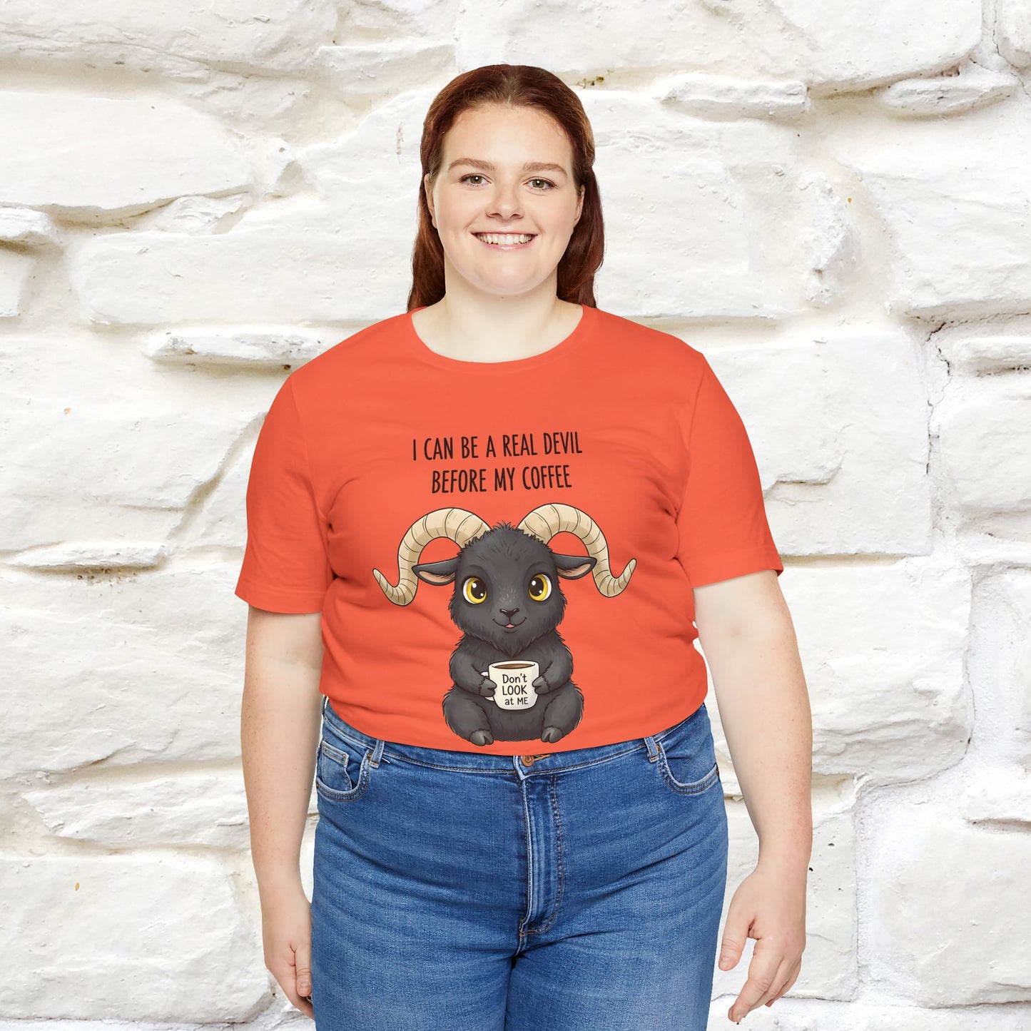 "I Can Be a Real Devil Before My Coffe" Funny T-shirt |Nunu&Miao Studio