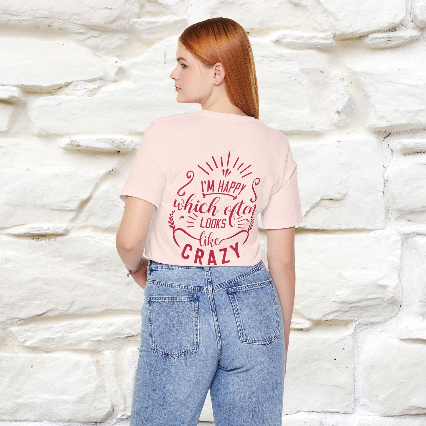 "I’m Happy, Which Often Looks Like Crazy" Cat T-Shirt| Front & Back Design | Nunu&Miao Studio