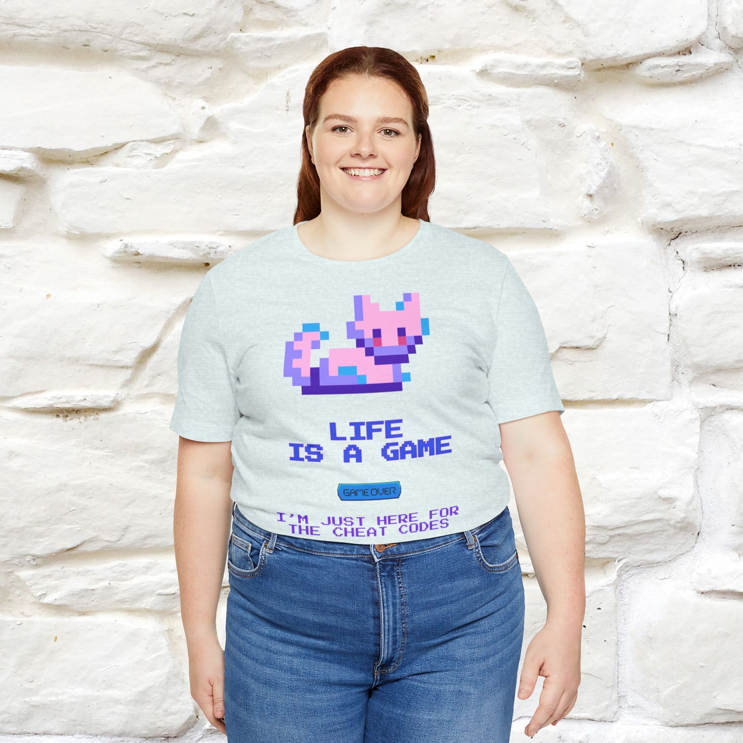 "Life Is A Game, I Am Just Here Fo The Cheat Code" Funny Cat T-Shirt for Men & Women | 100% Cotton*