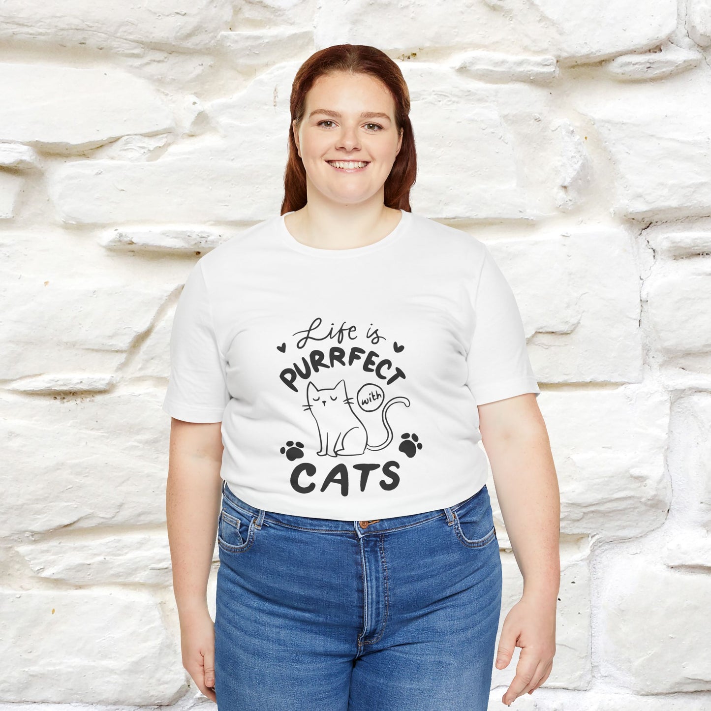 "Life Is Purrfect With Cats" Cat T-Shirt for Men & Women | 100% Cotton* | Funny Tee 🐾