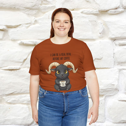 "I Can Be a Real Devil Before My Coffe" Funny T-shirt |Nunu&Miao Studio