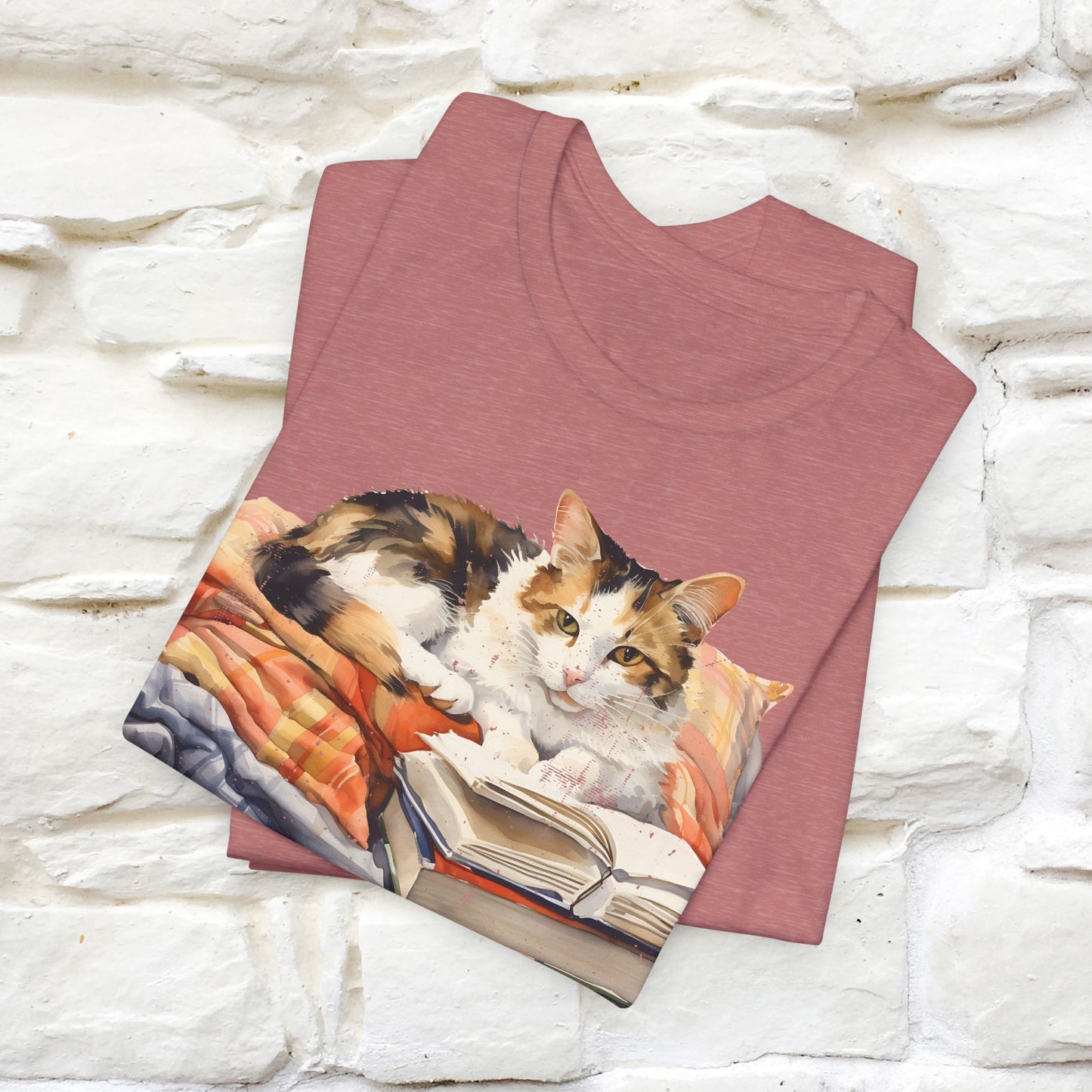 "Literary Catnap" T-shirt for Men and Women 100% Cotton.