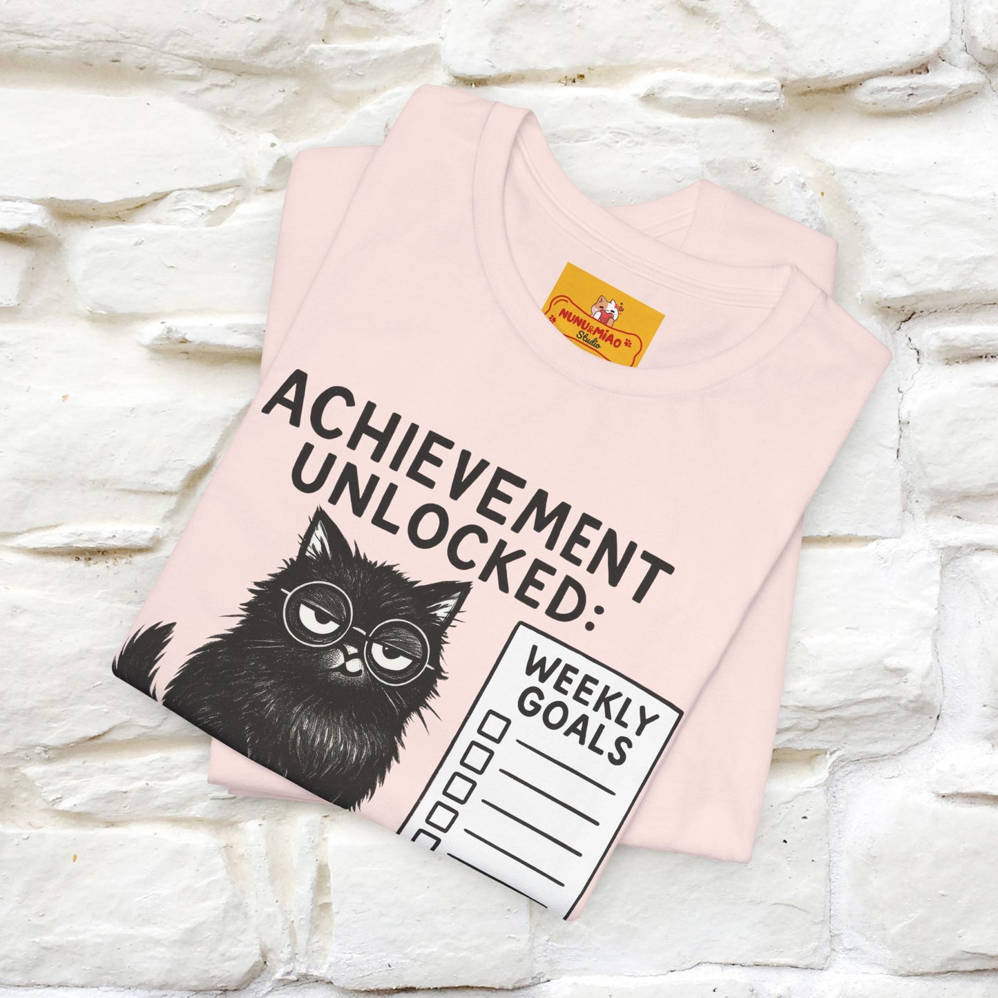 "Achievement Unlocked Bare Minimum." |Cat T-Shirt | Nunu&Miao Studio