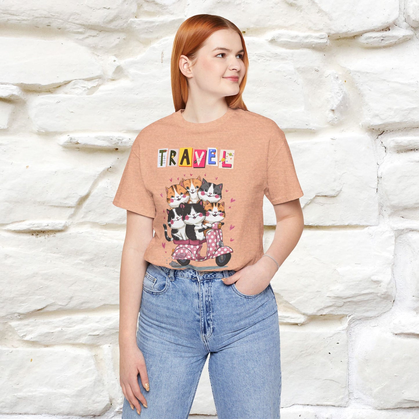 ''Travel'' Cat T-shirt for Women 100% Cotton* - Nunu&Miao Studio