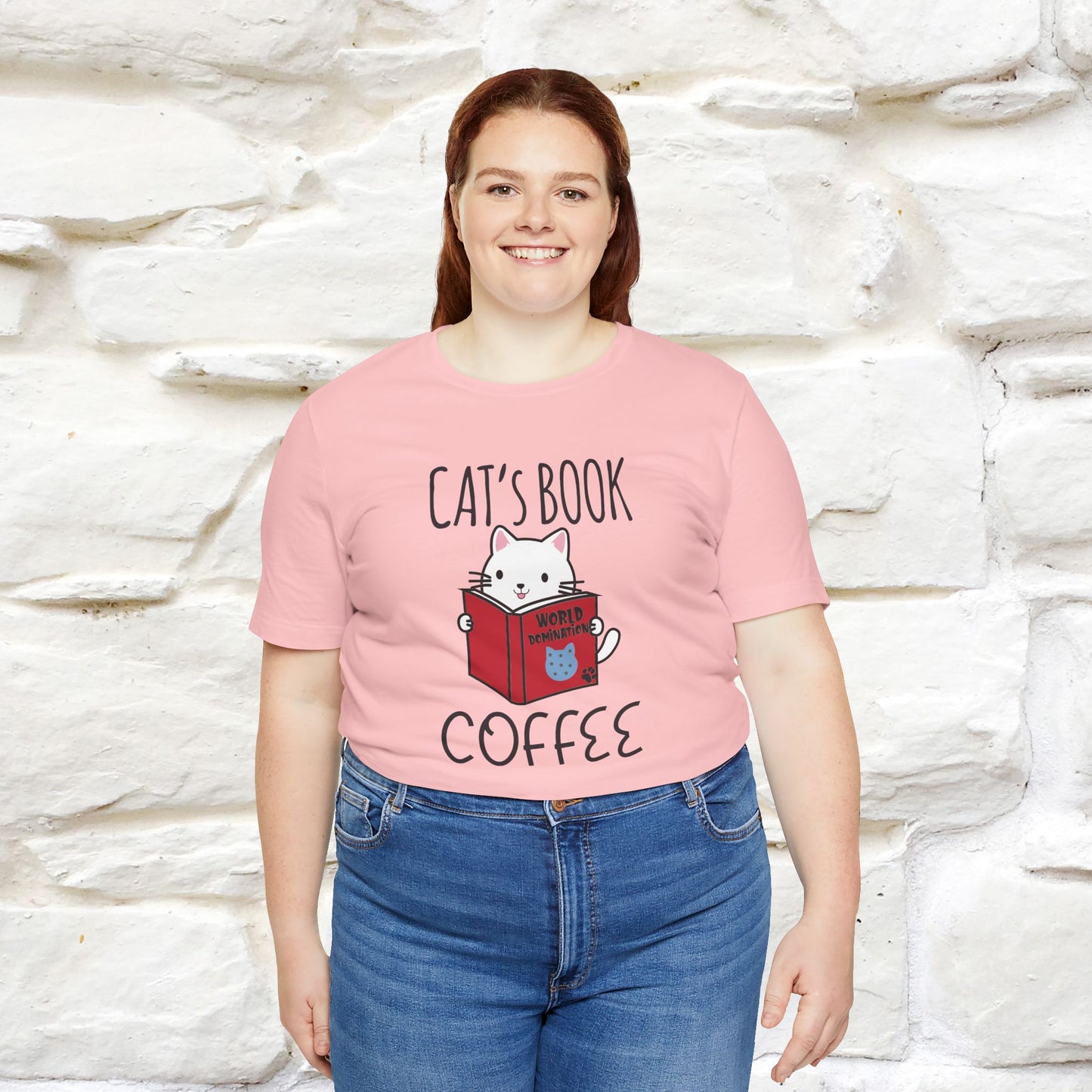 "Cat's Book Coffee" Cat T-Shirt for Men & Women | 100% Cotton* | Cozy Vibes for Book & Cat Lovers