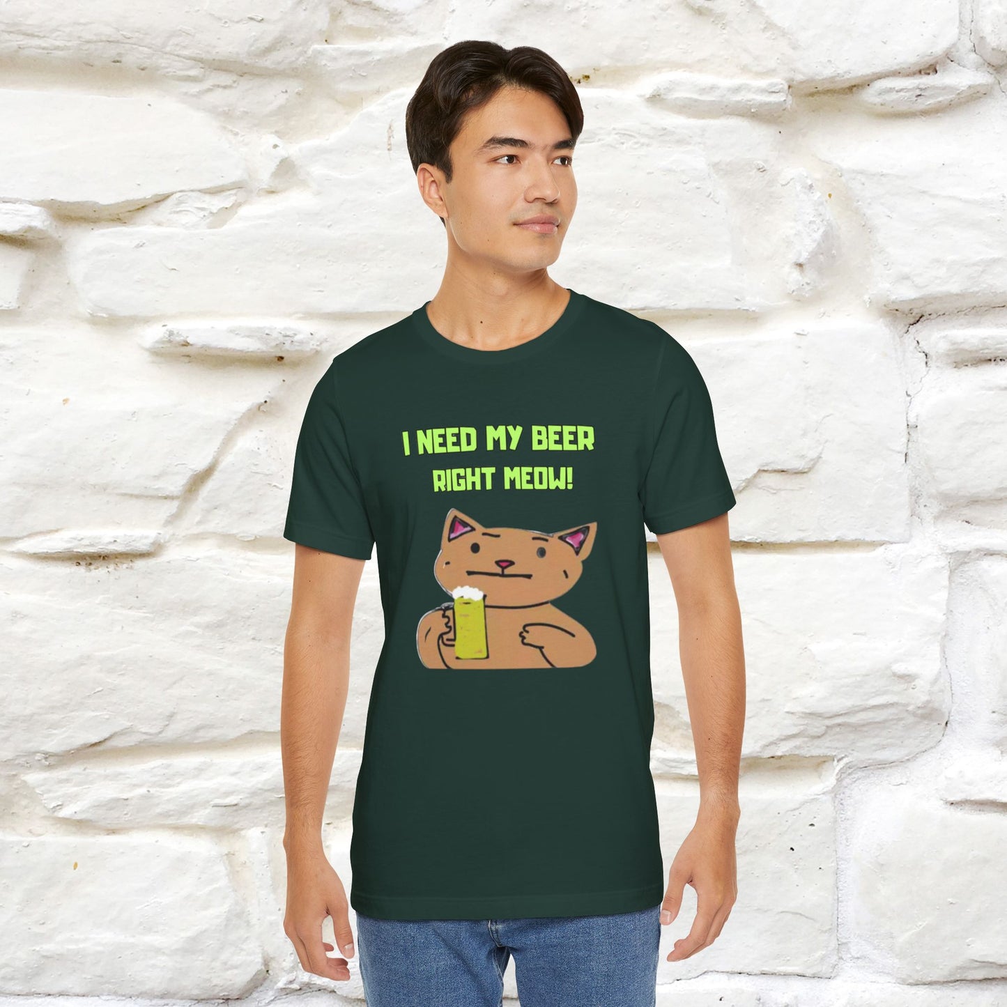 "I Need My Beer Right Meow!" Cat  T-shirt |Nunu&Miao Studio