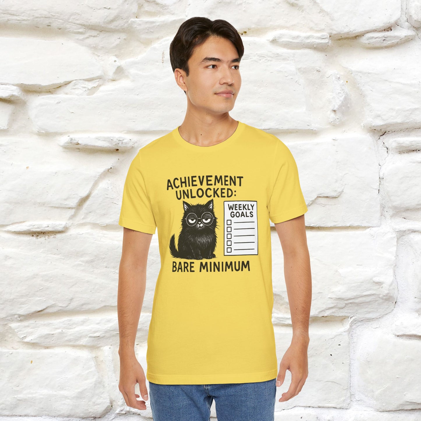 "Achievement Unlocked Bare Minimum." |Cat T-Shirt | Nunu&Miao Studio
