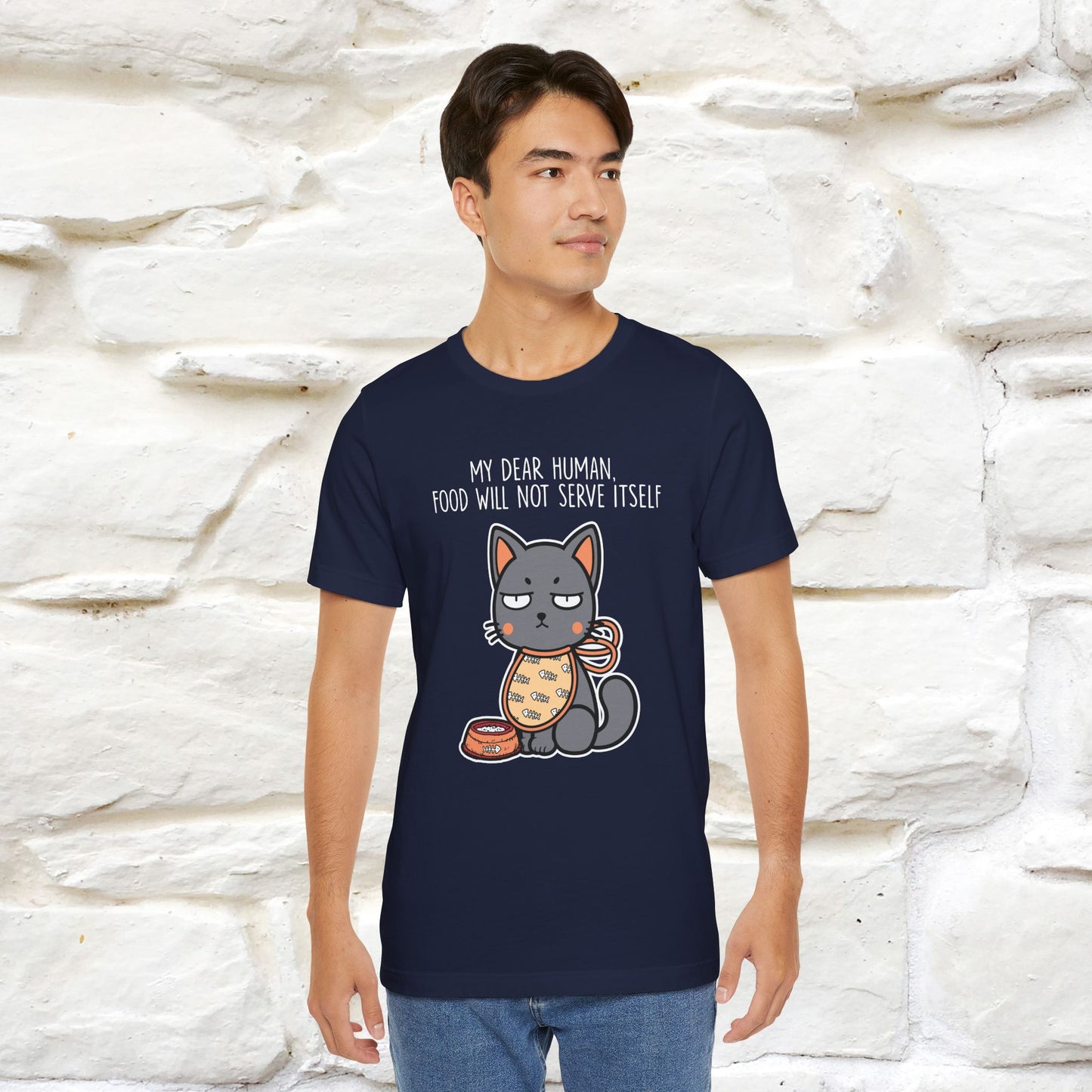 "Dear Human, Food Will Not Serve Itself" Funny Cat T-Shirt for Men & Women | 100% Cotton* 🐾