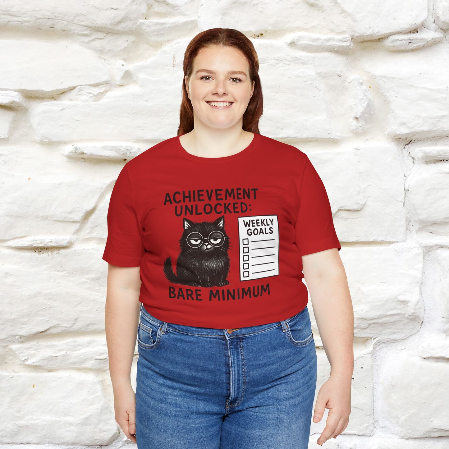 "Achievement Unlocked Bare Minimum." |Cat T-Shirt | Nunu&Miao Studio