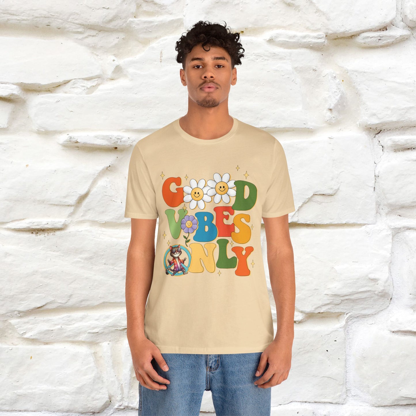 Good Vibes Only Cat T-Shirt for Men & Women | 100% Cotton* Positive Cat Lover Tee