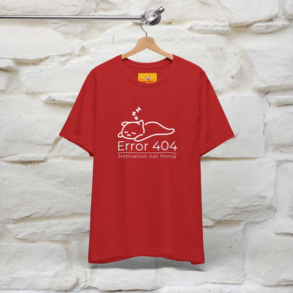 ''Error 404 Motivation Not Found'' Cat T-Shirt Front and Back Design | Nunu&Miao Studio