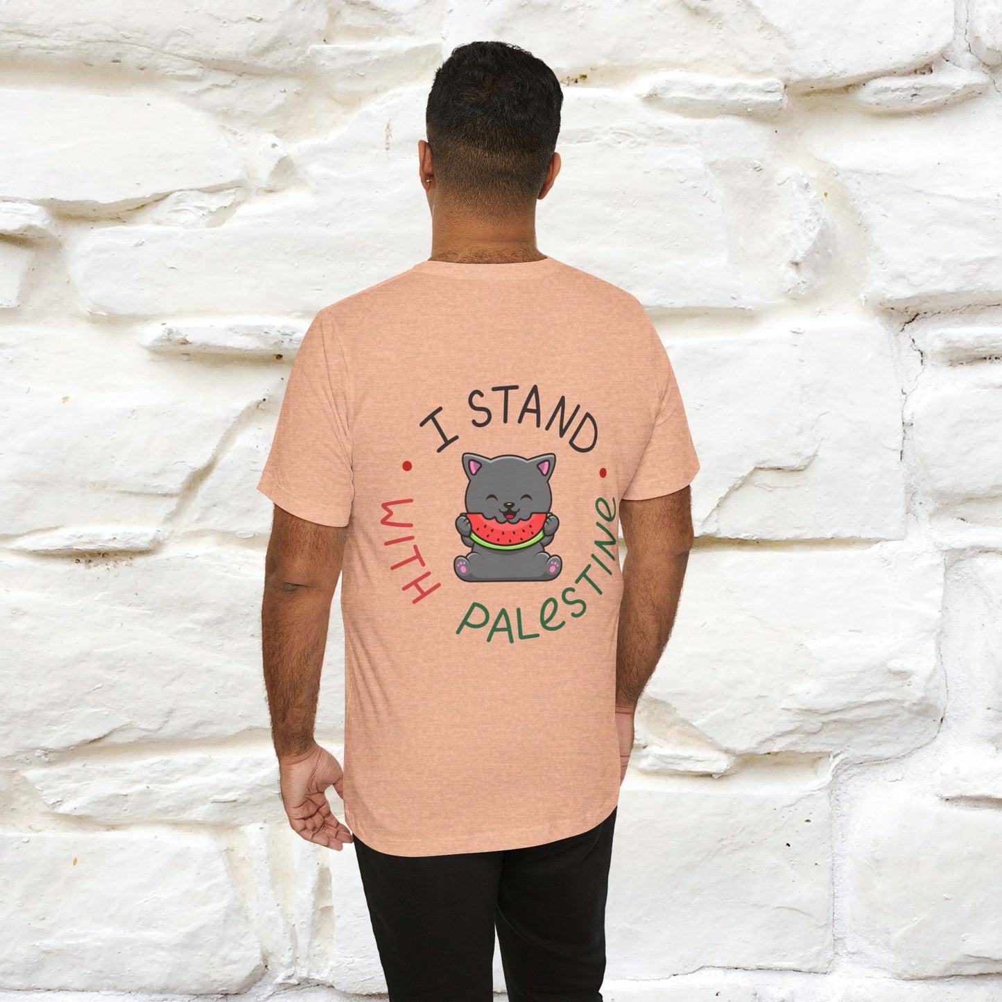 "I Stand With Palestine" Cat T-shirt for Men & Women | Front & Back Design | 100% Cotton*