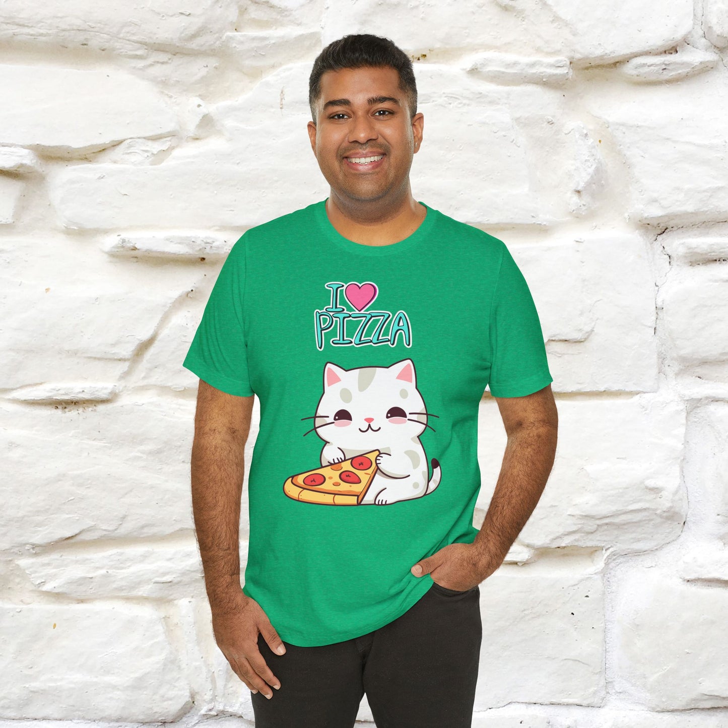 "I Love Pizza" Cat T-shirt for Men & Women | 100% Cotton*