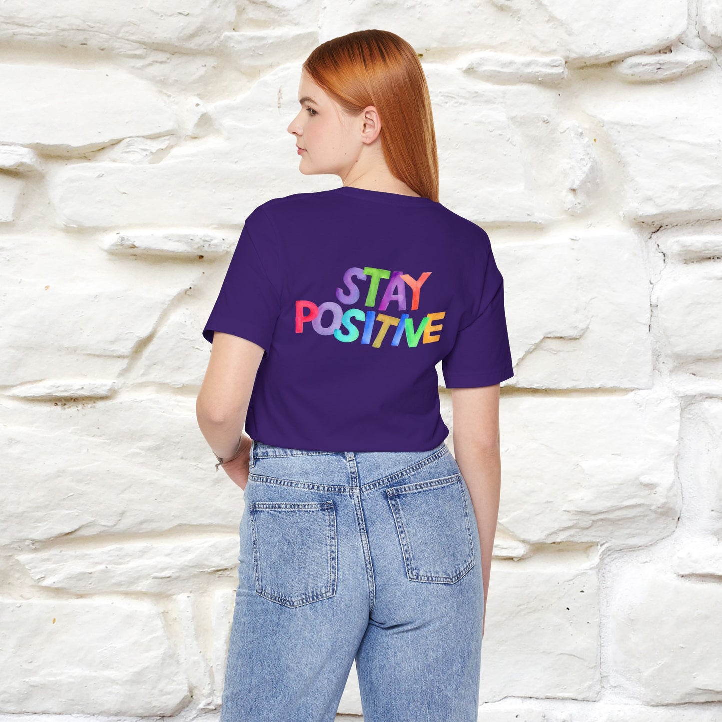 "Stay Positive'' Cat T-Shirt | Front & Back Design | Nunu&Miao Studio