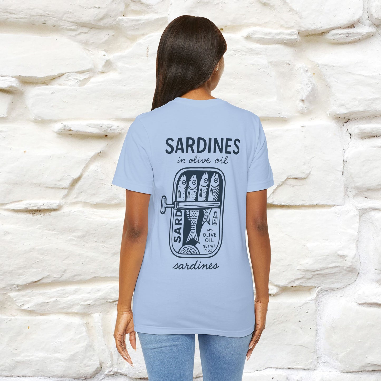 "Sardines In Olive Oil" Cute T-shirt | Front & Back Design|Nunu&Miao Studio
