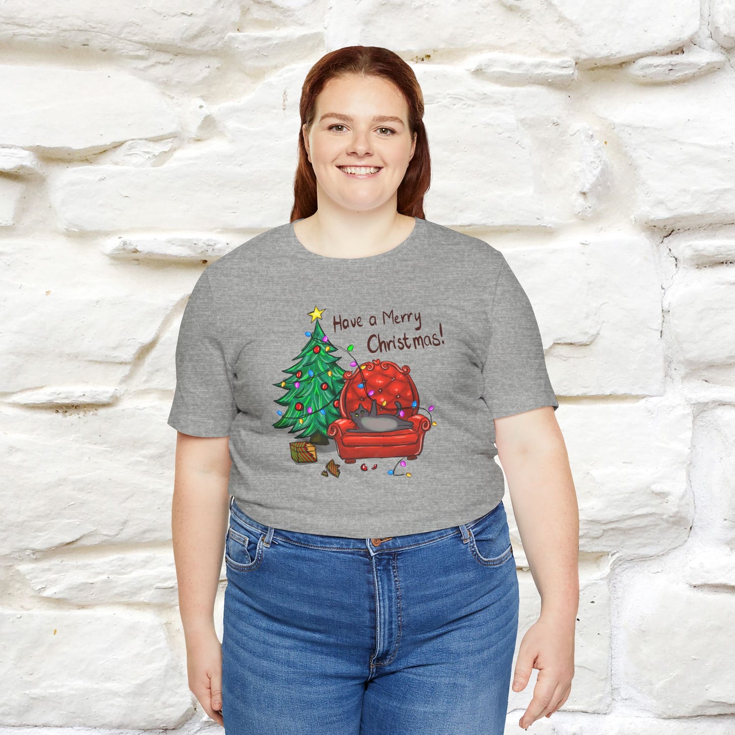 Have a Merry Christmas | Festive Cat Christmas Shirt for Men & Women | 100% Cotton