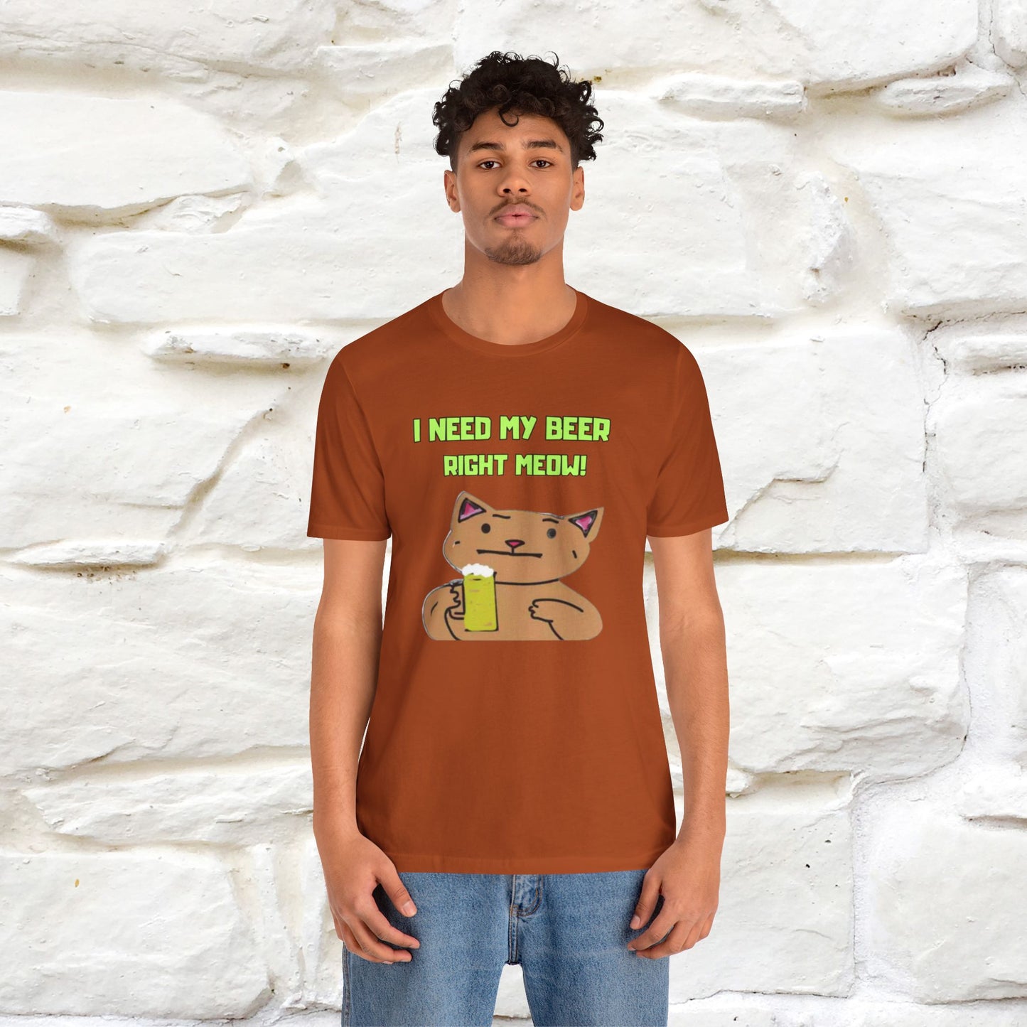 "I Need My Beer Right Meow!" Cat  T-shirt |Nunu&Miao Studio