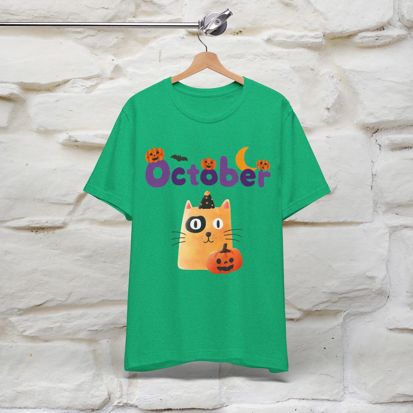 ''October Halloween'' Cat Unisex T-shirt 100% Cotton*