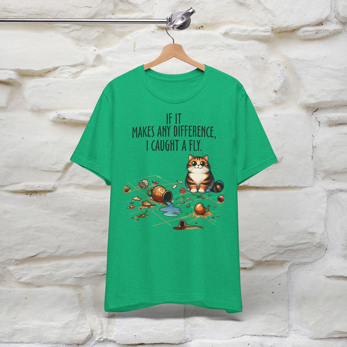 "If It Makes Any Difference, I Caught A Fly" Funny Cat T-Shirt for Men & Women | 100% Cotton 🐾