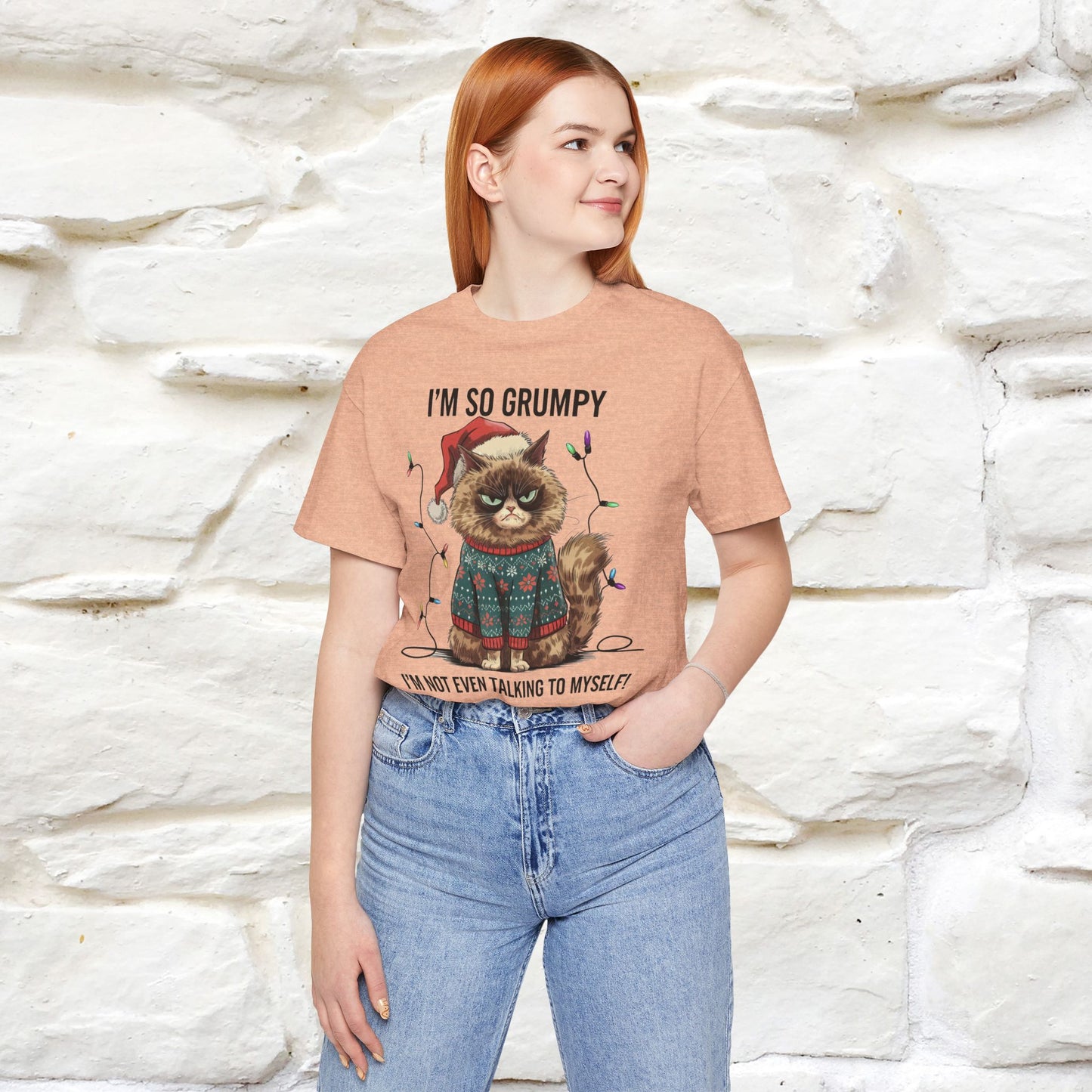 I'm So Grumpy, I'm Not Even Talking to Myself | Funny Cat Christmas Shirt for Men & Women | 100% Cotton