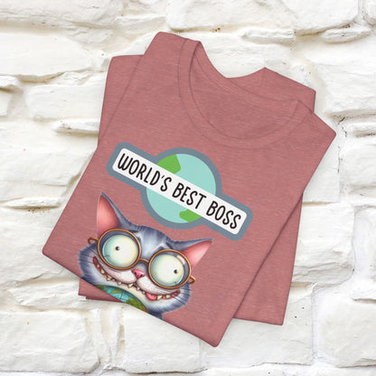 "World's Best Boss" Cat T-shirt for Men & Women | 100% Cotton 🐾 | Funny Cat Lover Tee