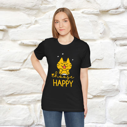 "Choose Happy" Cat T-Shirt for Men & Women | 100% Cotton* | Positive Tee 🐾