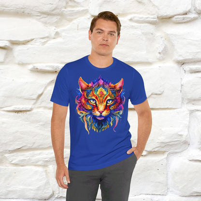 ''Fire Rainbow Cat'' T-shirt for Man 100% Cotton. - Nunu&Miao Studio