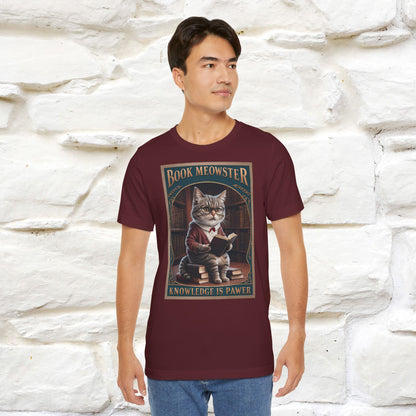 "Book Meowster: Knowledge Is Pawer Cat T-Shirt for Men & Women | 100% Cotton*