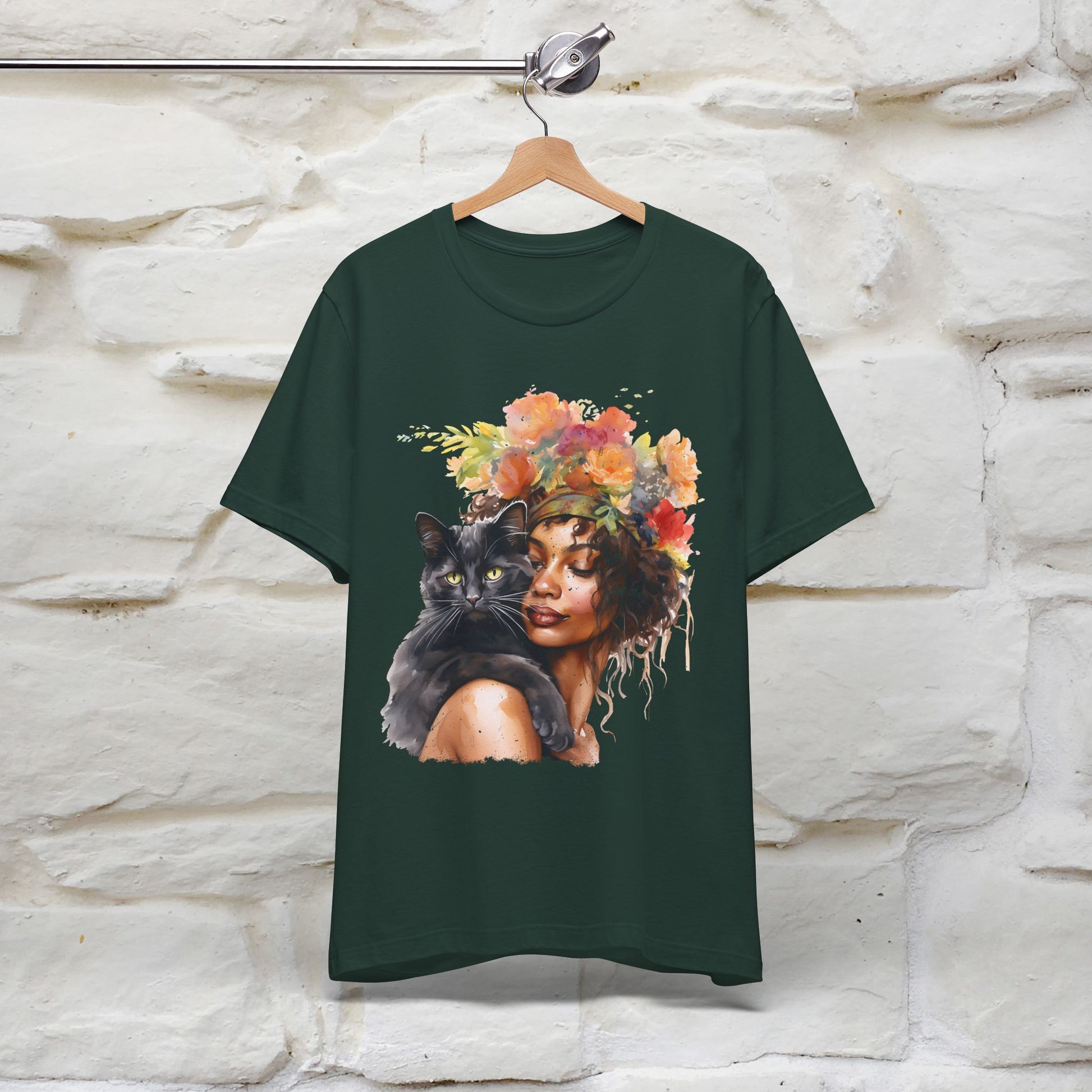 "The Black Cat and The Lady" T-Shirt for Women | 100% Cotton* - Nunu&Miao Studio