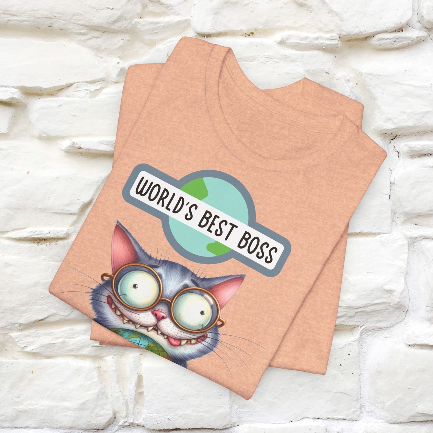 "World's Best Boss" Cat T-shirt for Men & Women | 100% Cotton 🐾 | Funny Cat Lover Tee