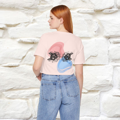 ''Pink and Blu'' Cat T-Shirt Front and Back Design | Nunu&Miao Studio