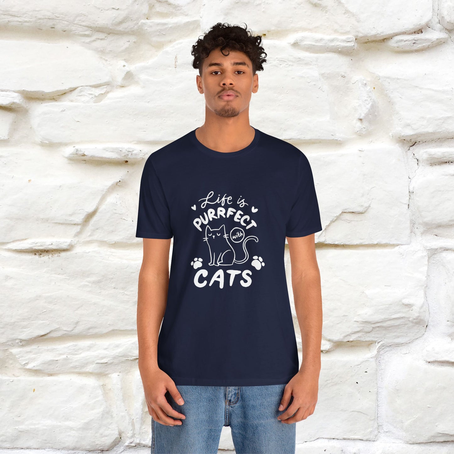 "Life Is Purrfect With Cats" Cat T-Shirt for Men & Women | 100% Cotton* | Funny Tee 🐾