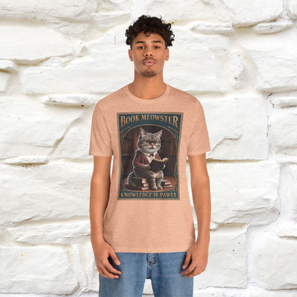 "Book Meowster: Knowledge Is Pawer Cat T-Shirt for Men & Women | 100% Cotton*