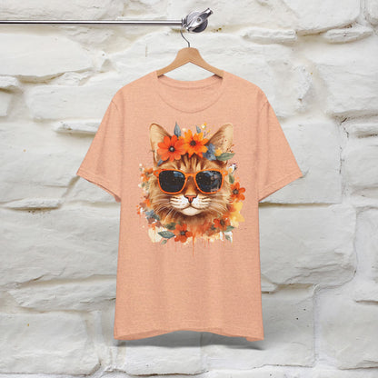 "Cool Cat in Bloom" T-shirt for Women 100% Cotton* - Nunu&Miao Studio