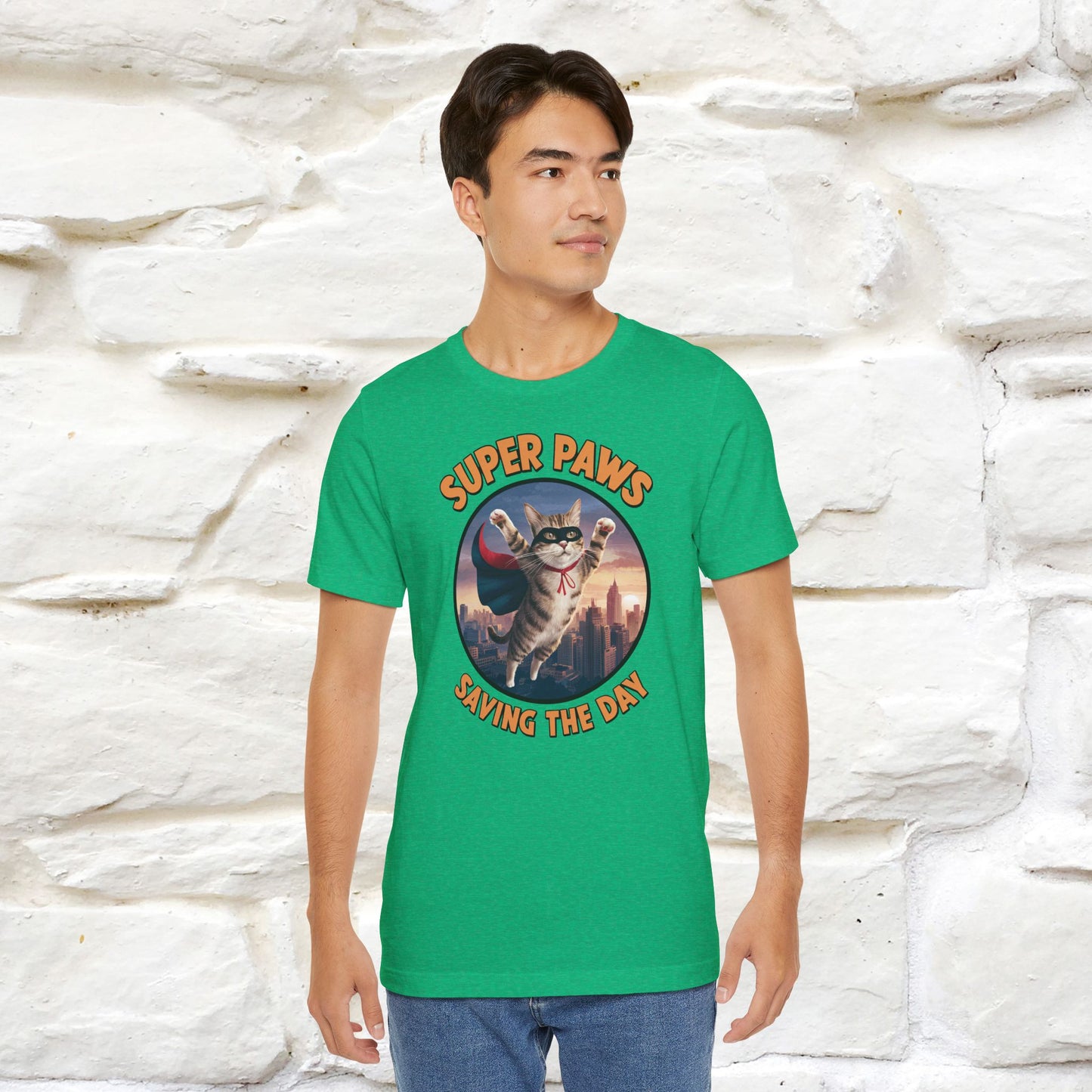 "Super Paws Saving The Day" Cat T-Shirt for Men & Women | 100% Cotton*