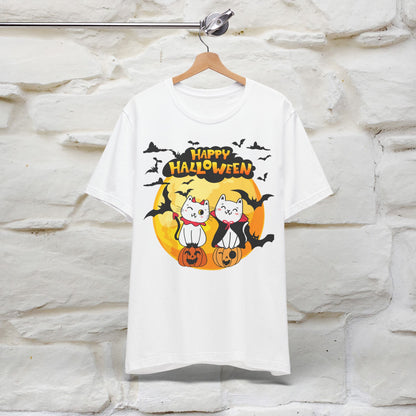 ''Happy Halloween Cat Couple'' Unisex Cat T-shirt 100% Cotton*