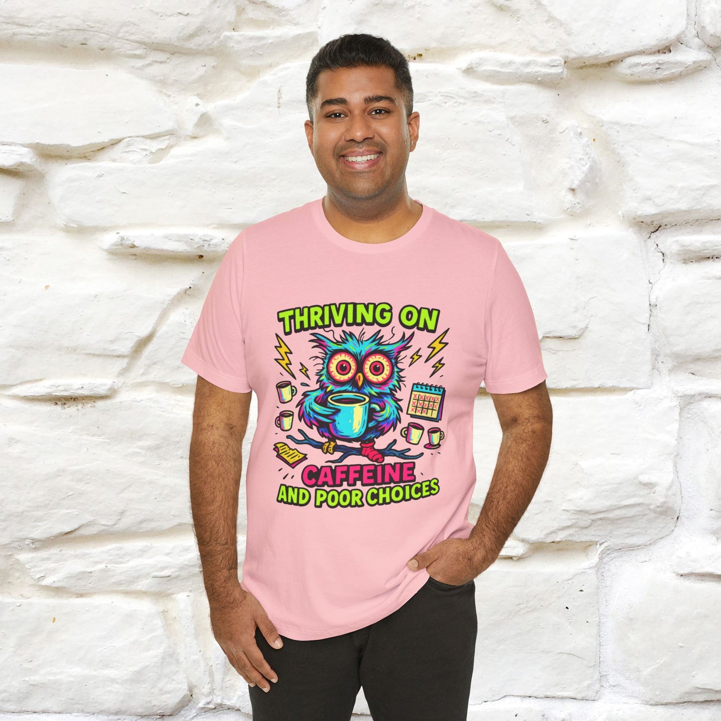 ''Thriving On Caffeine And Poor Choices''|  Sarcastic Cat T-Shirt | Nunu&Miao Studio