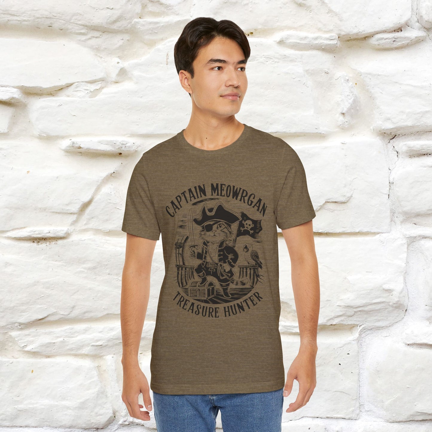 Captain Meowrgan Treasure Hunter T-Shirt | Adventure Cat Tee for Men & Women | 100% Cotton*