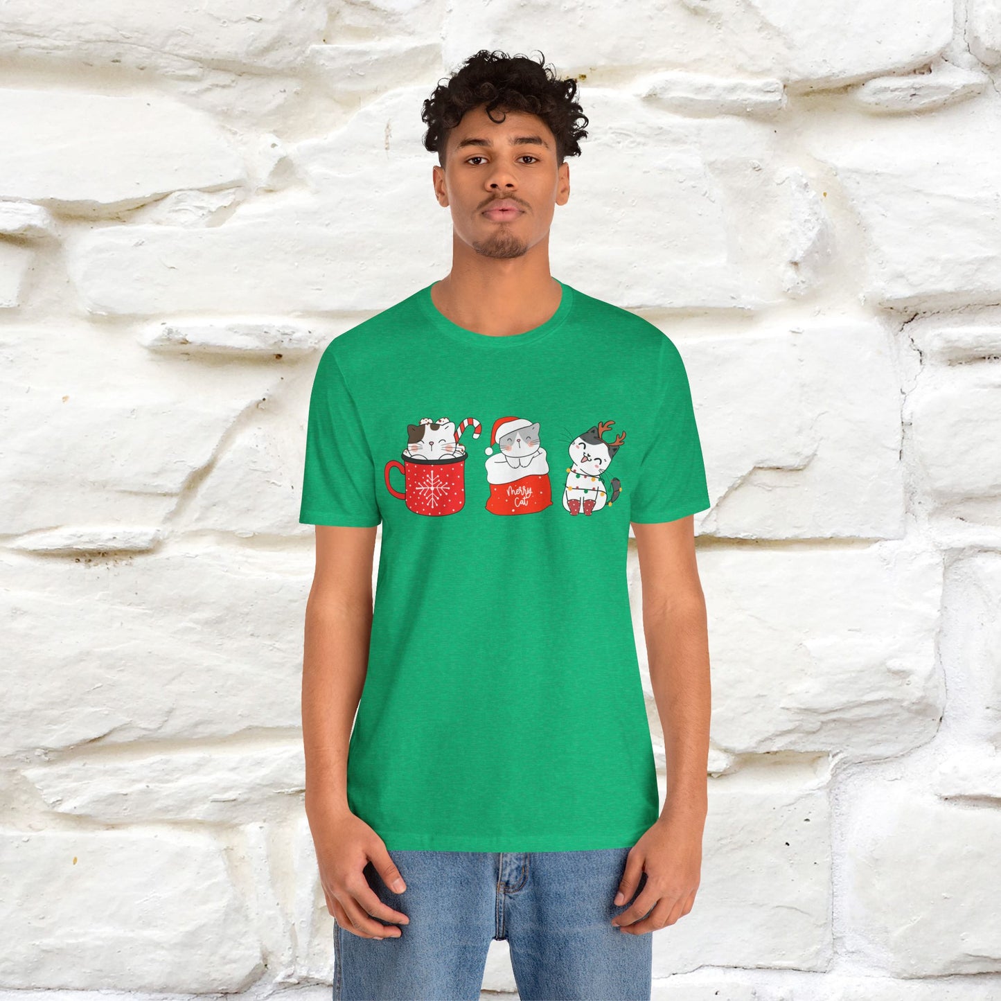 Sweet Cute Christmas Cat T-Shirt | Adorable Holiday Cat Shirt for Men & Women | 100% Cotton*