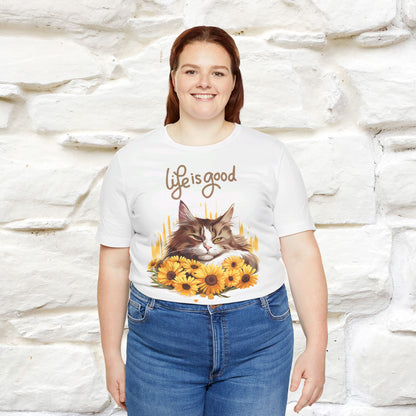 ''Life Is Good'' Cat T-shirt for Women 100% Cotton* - Nunu&Miao Studio