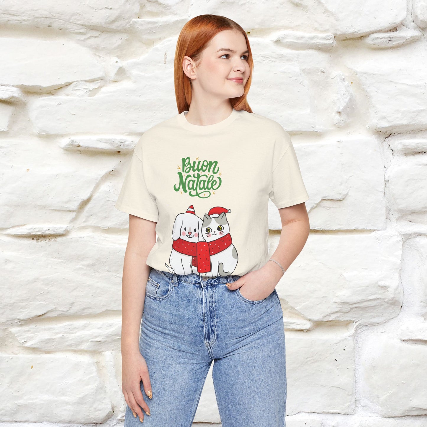 Buon Natale Cat and Dog T-shirt for Men & Women | 100% Cotton* 🐾 | Festive Holiday Shirt