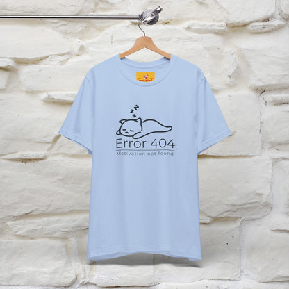 ''Error 404 Motivation Not Found'' Cat T-Shirt Front and Back Design | Nunu&Miao Studio