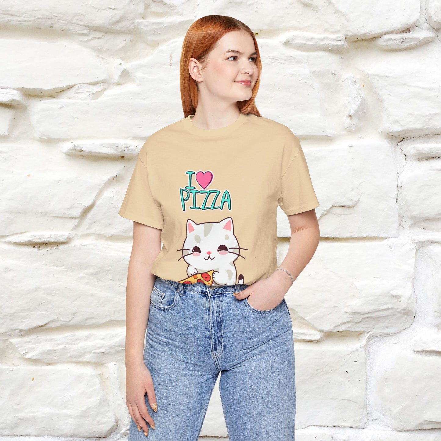 "I Love Pizza" Cat T-shirt for Men & Women | 100% Cotton*