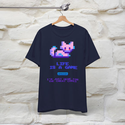 "Life Is A Game, I Am Just Here Fo The Cheat Code" Funny Cat T-Shirt for Men & Women | 100% Cotton*