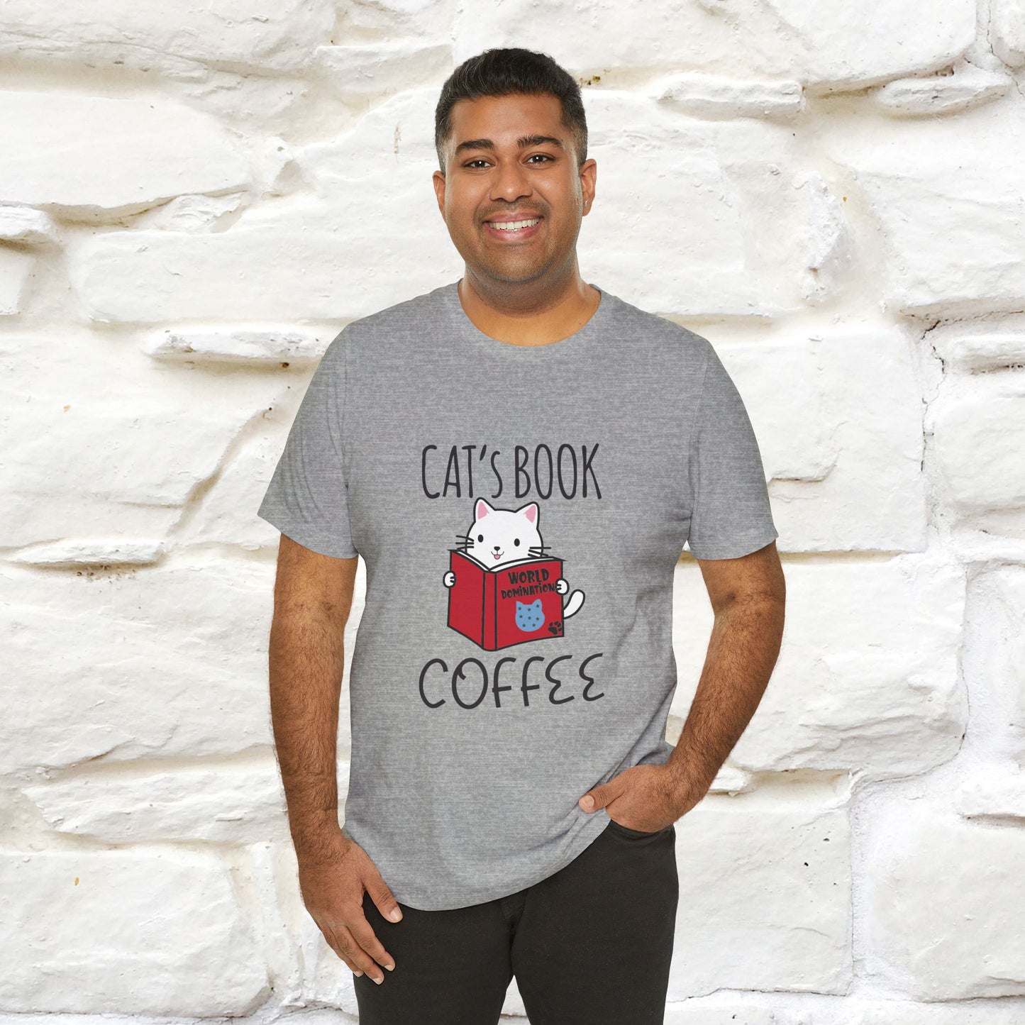 "Cat's Book Coffee" Cat T-Shirt for Men & Women | 100% Cotton* | Cozy Vibes for Book & Cat Lovers