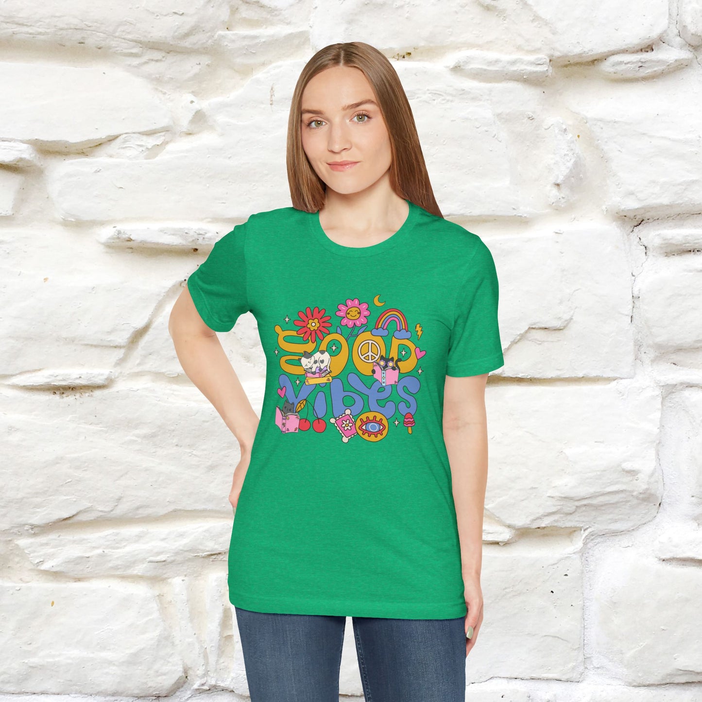 ''Good Vibes'  Cat T-shirt for Women 100% Cotton*