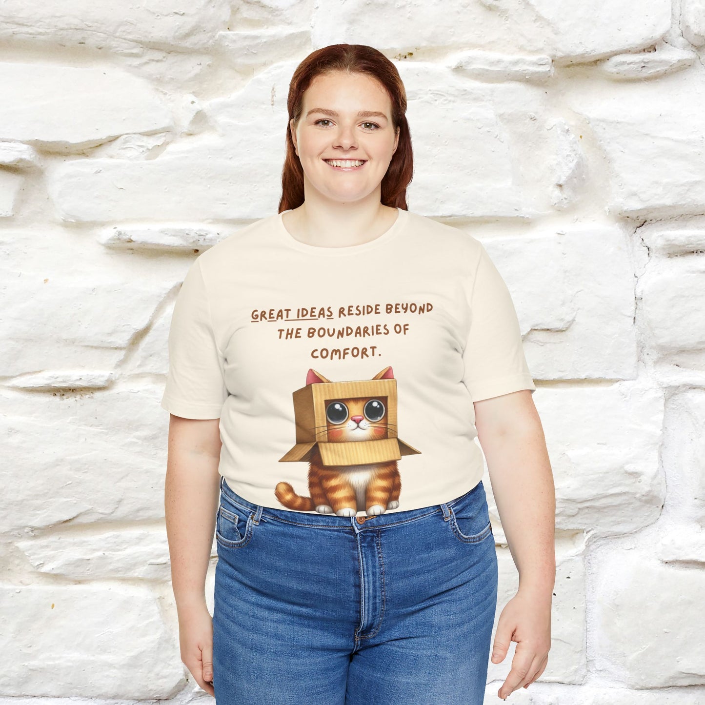 "Great Ideas Reside Beyond Boundaries of Comfort" Cat T-shirt for Men and women  | 100% Cotton*