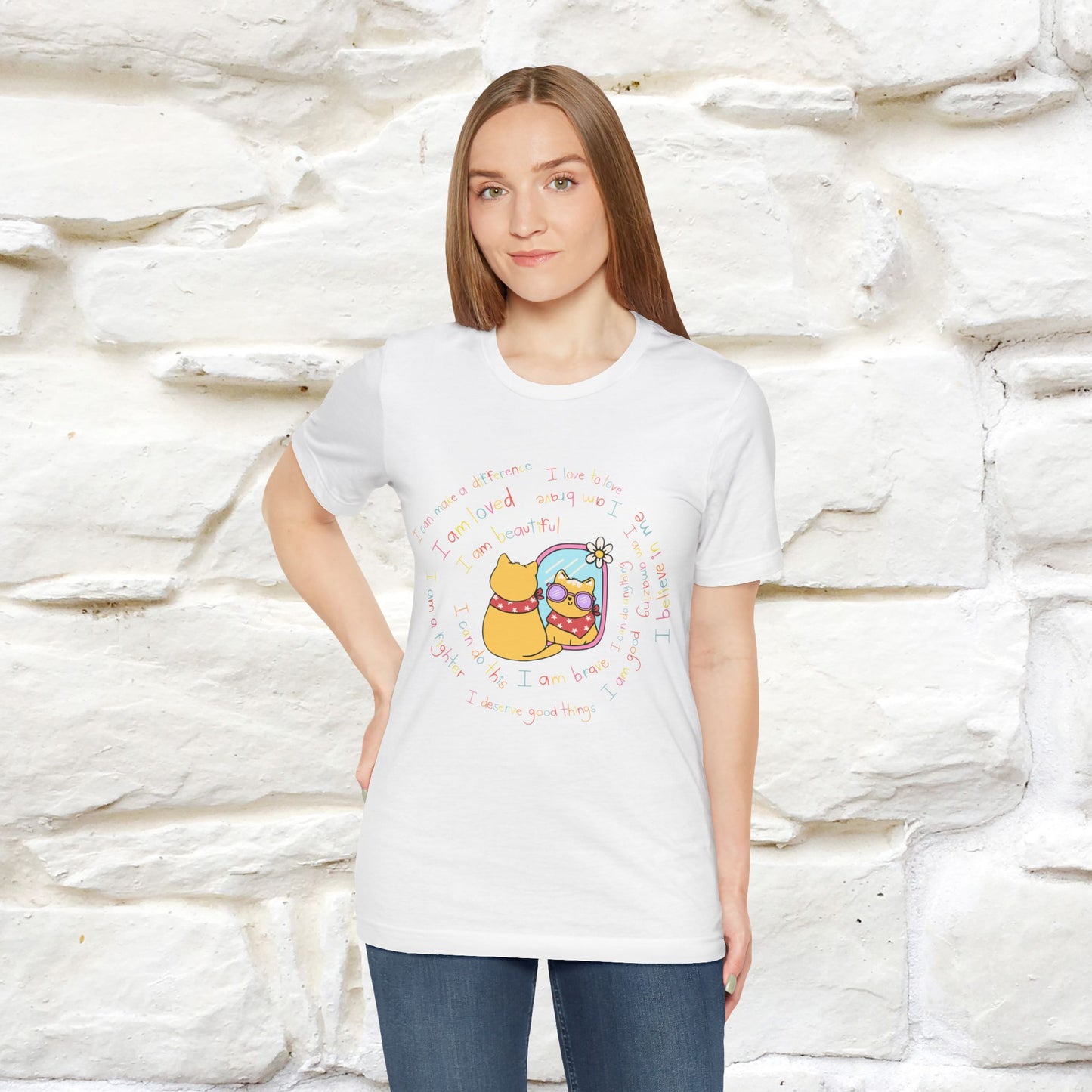 ''Self Positive Affirmation''  Cat T-shirt for Women 100% Cotton*