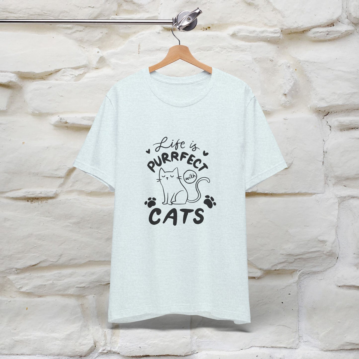 "Life Is Purrfect With Cats" Cat T-Shirt for Men & Women | 100% Cotton* | Funny Tee 🐾